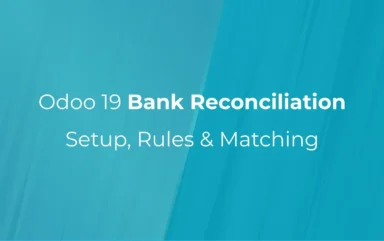 The Odoo 19 Bank Matching view showing transaction reconciliation with suspense account clearing, odoo customization services.